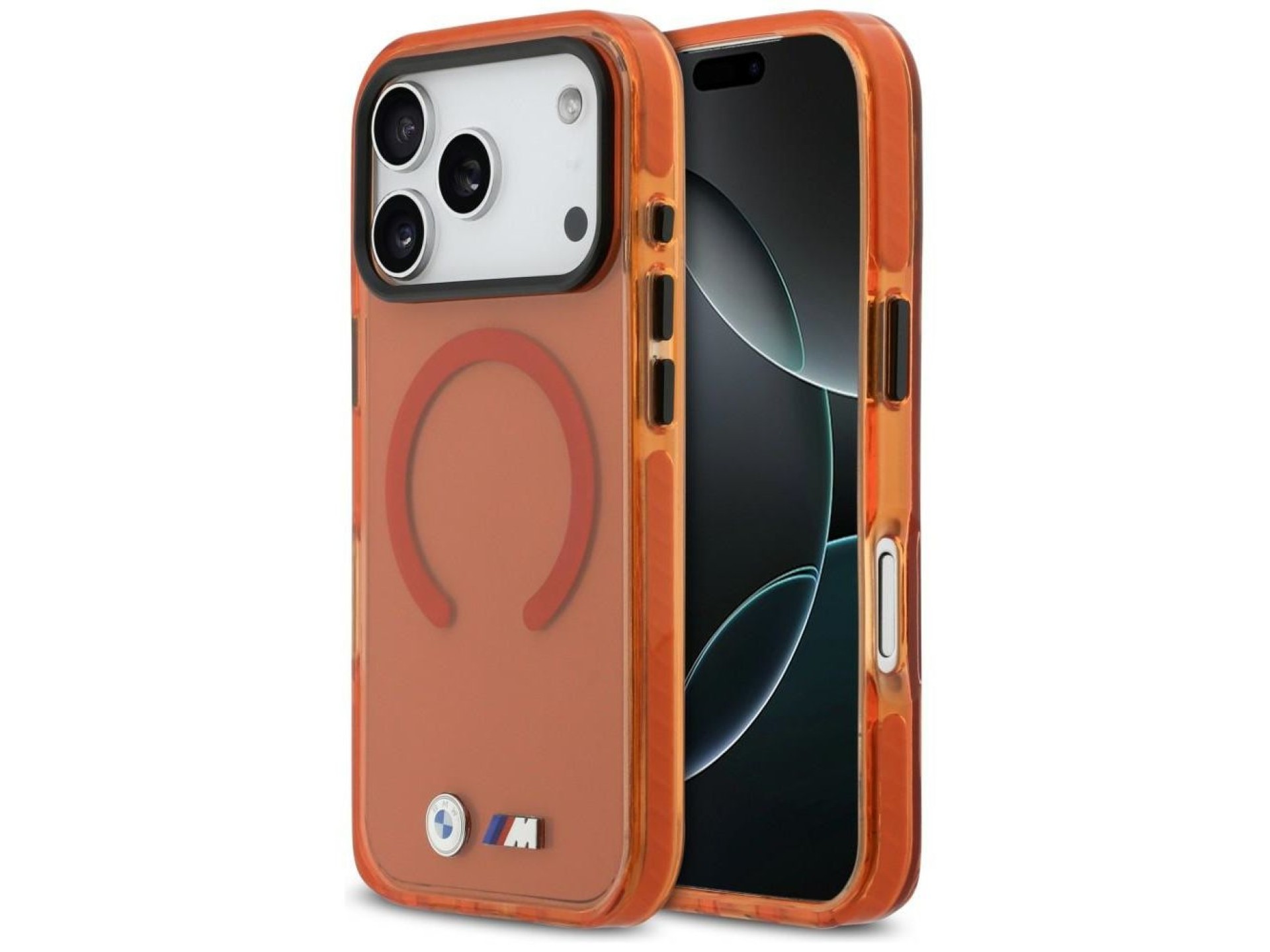 Capa MagSafe BMW M IML à prova de choque com logotipos metálicos para iPhone 17 Pro - Laranja Pro