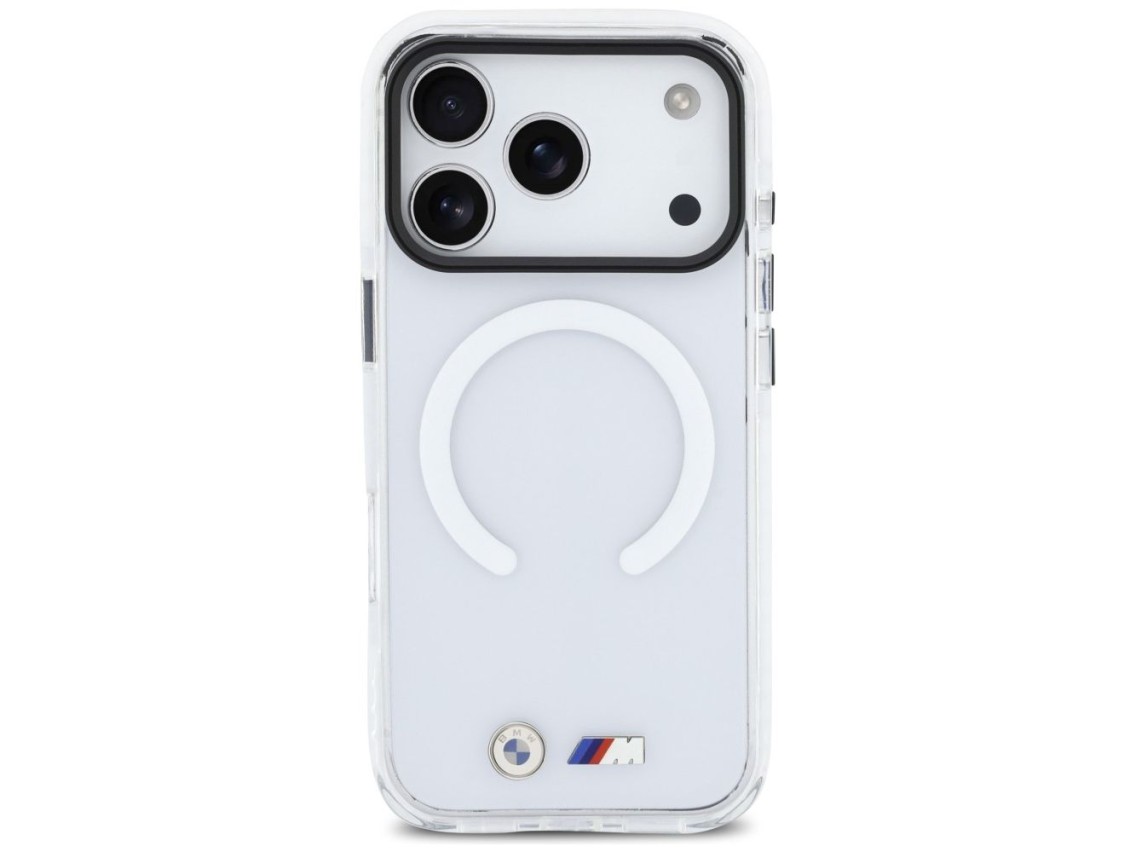 Capa MagSafe BMW M IML � prova de choque com logotipos met�licos para iPhone 17 Pro Max - Transparen