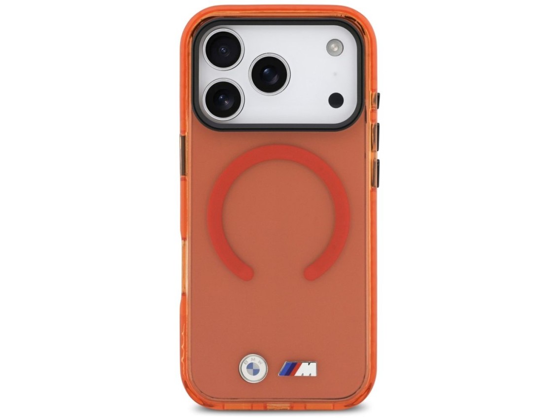 Capa MagSafe BMW M IML à prova de choque com logotipos metálicos para iPhone 17 Pro - Laranja Pro