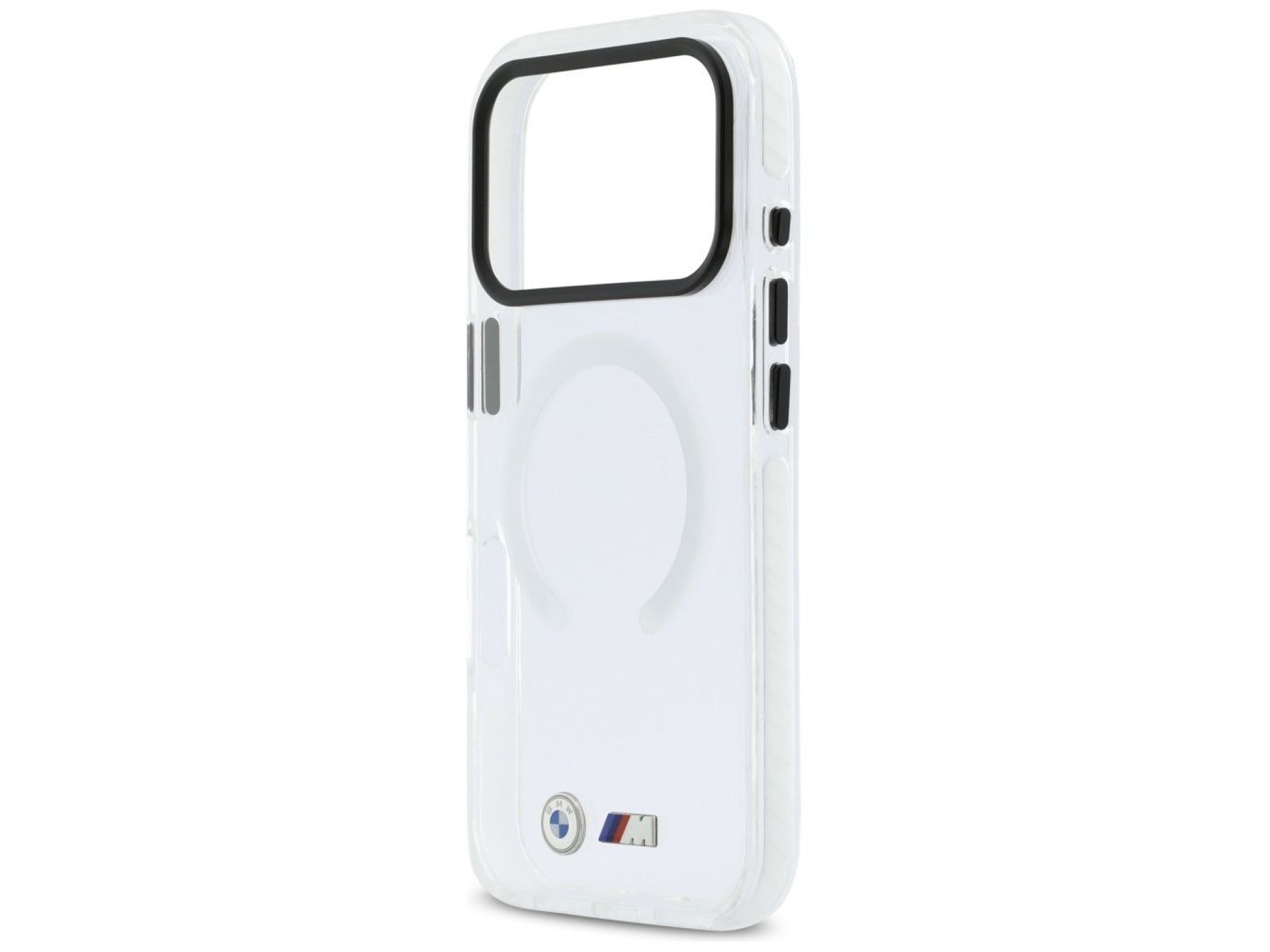Capa MagSafe BMW M IML à prova de choque com logotipos metálicos para iPhone 17 Pro Max - Transparen