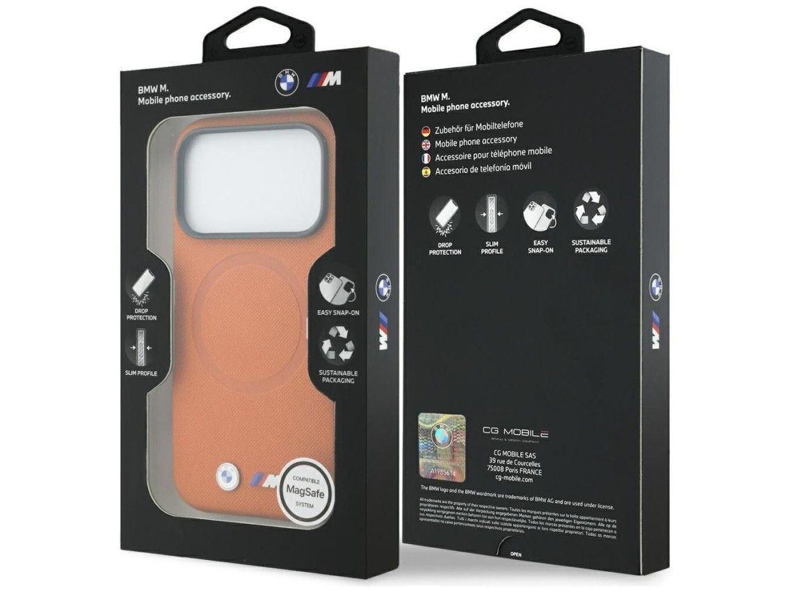 BMW M FW Metal Logo MagSafe Case for iPhone 17 Pro Max - Orange