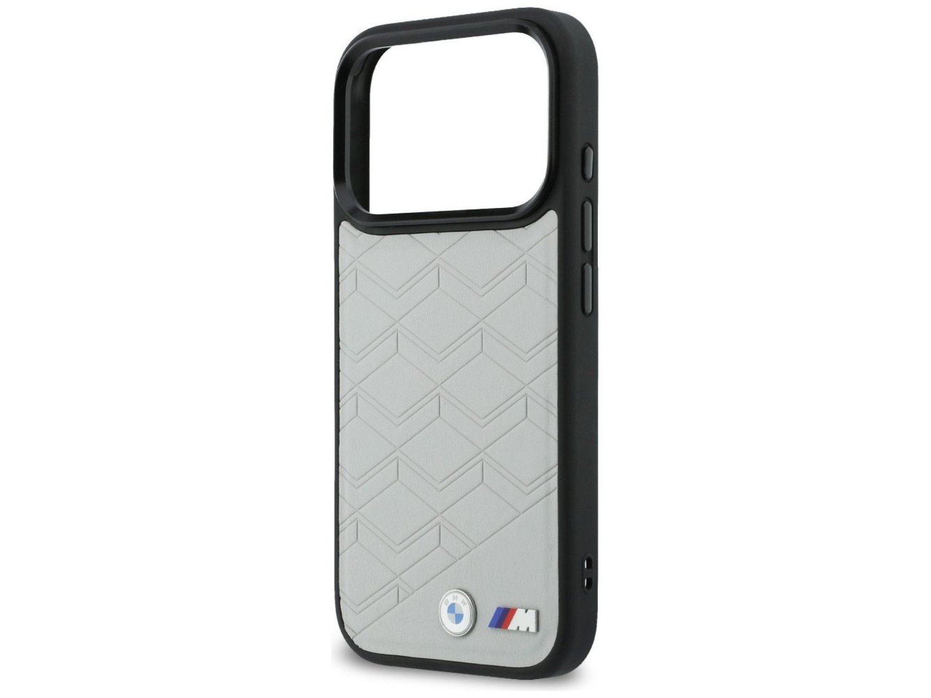 Capa MagSafe com o logotipo BMW M para iPhone 17 Pro, cinza.