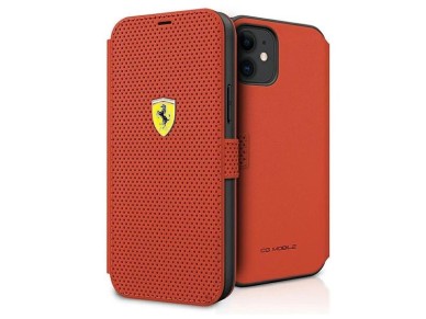 Ferrari FESPEFLBKP12SRE iPhone 12 mini 5.4" rojo/libro rojo On Track Perforado