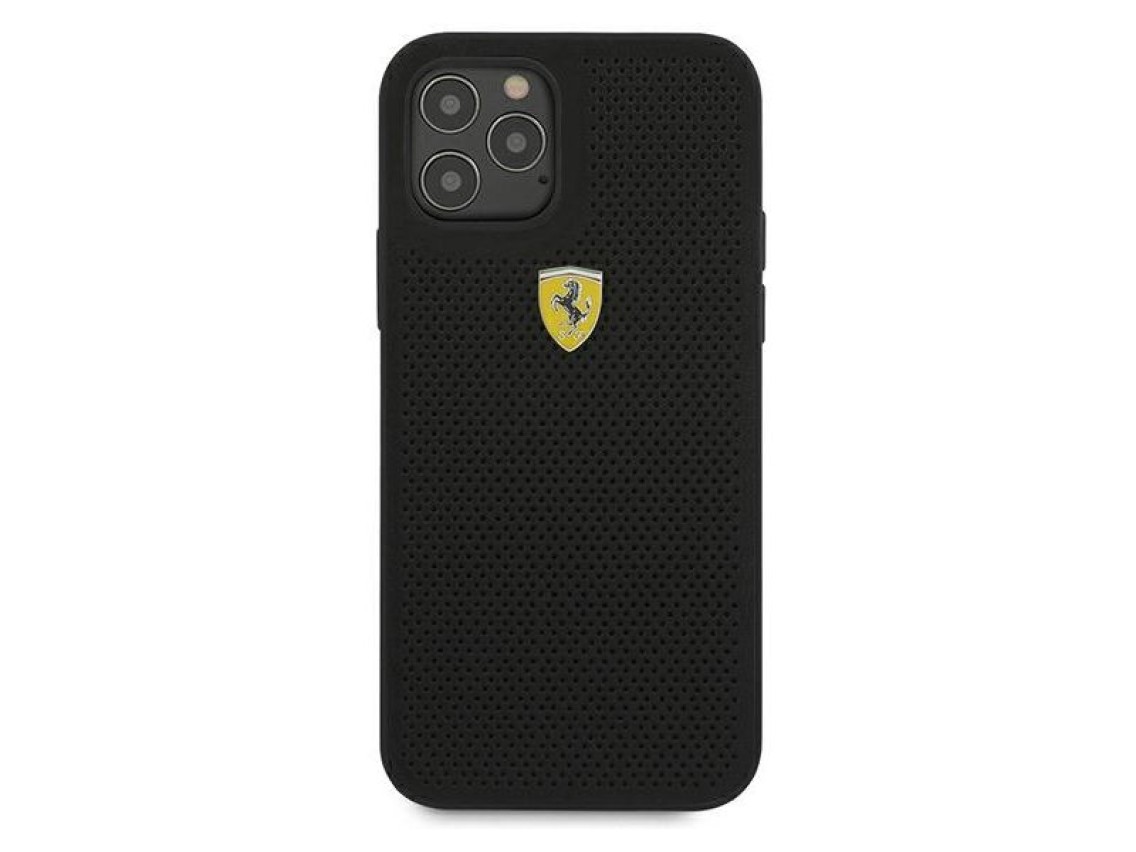 Ferrari FESPEHCP12LBK iPhone 12 Pro Max 6.7" black/black hardcase On Track Perforated