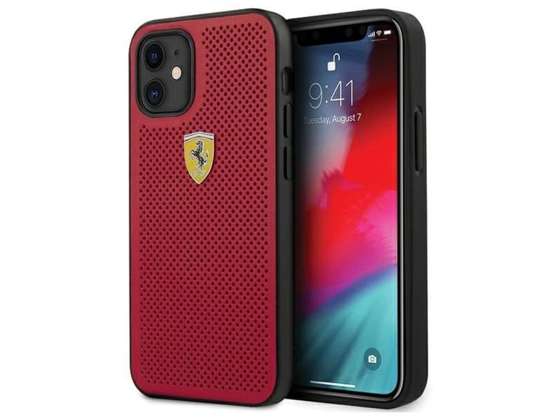 Ferrari FESPEHCP12SRE iPhone 12 mini 5.4" capa rígida vermelha/vermelha On Track Perfurada