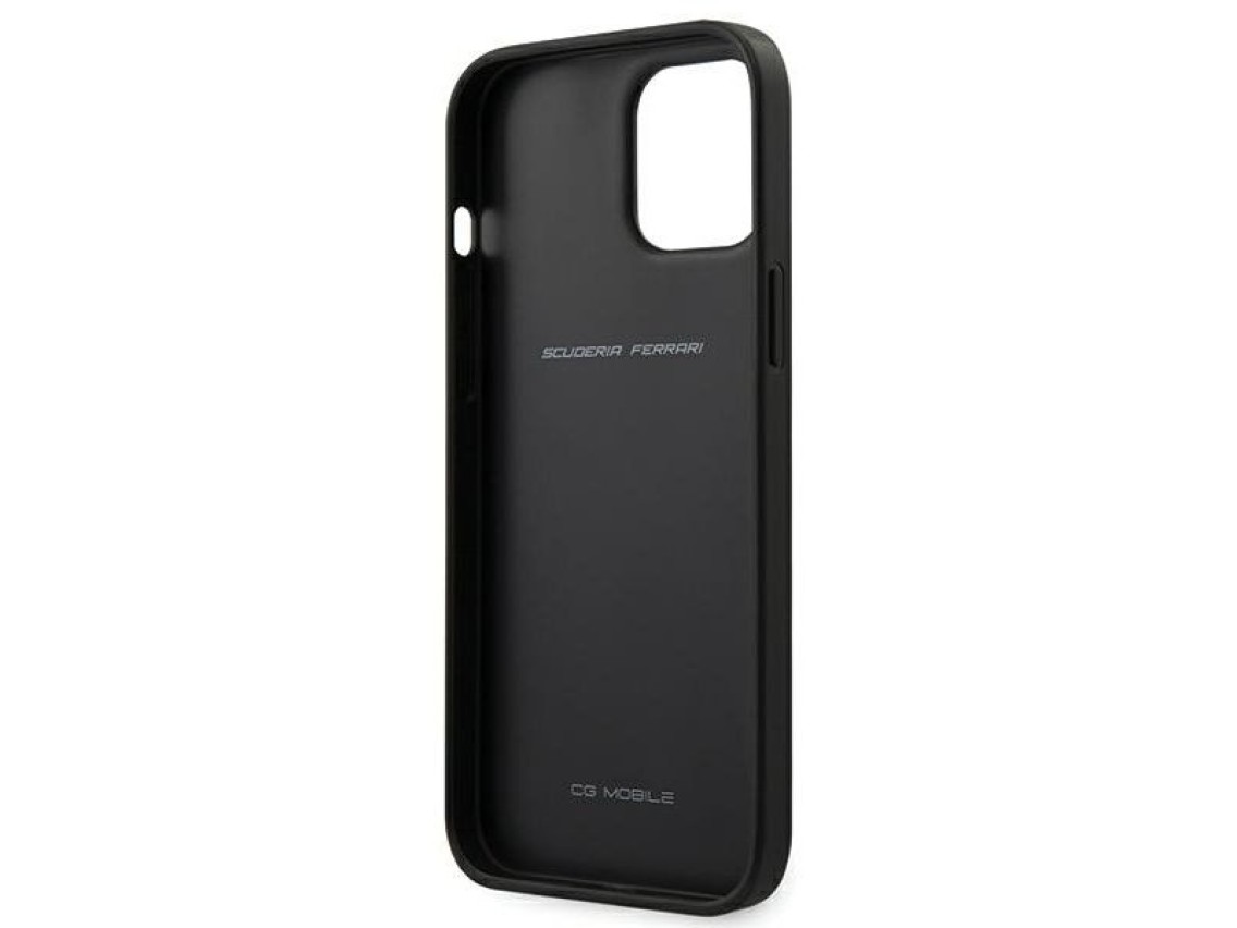 Funda rígida Ferrari FEOGOHCP12LBK para iPhone 12 Pro Max de 6,7" negra/negra Off Track Perforated