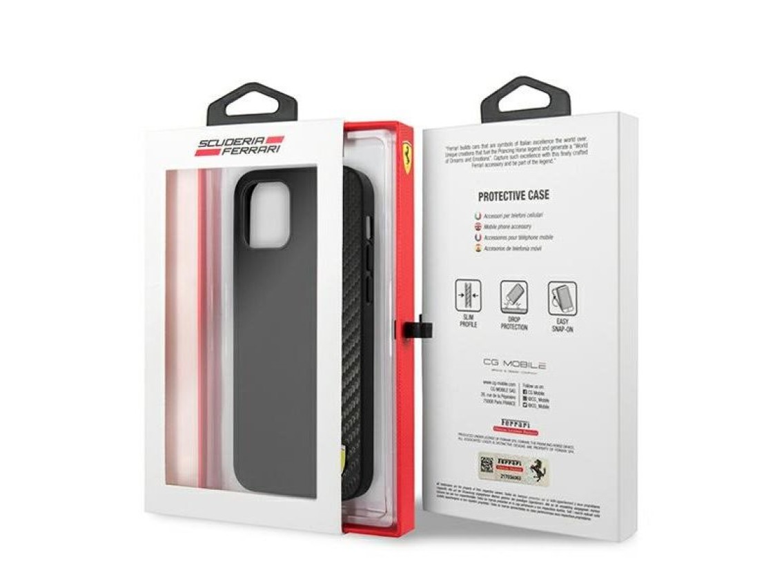 Ferrari FESAXHCP12SBK iPhone 12 mini 5.4" black/black hardcase On Track Carbon Stripe