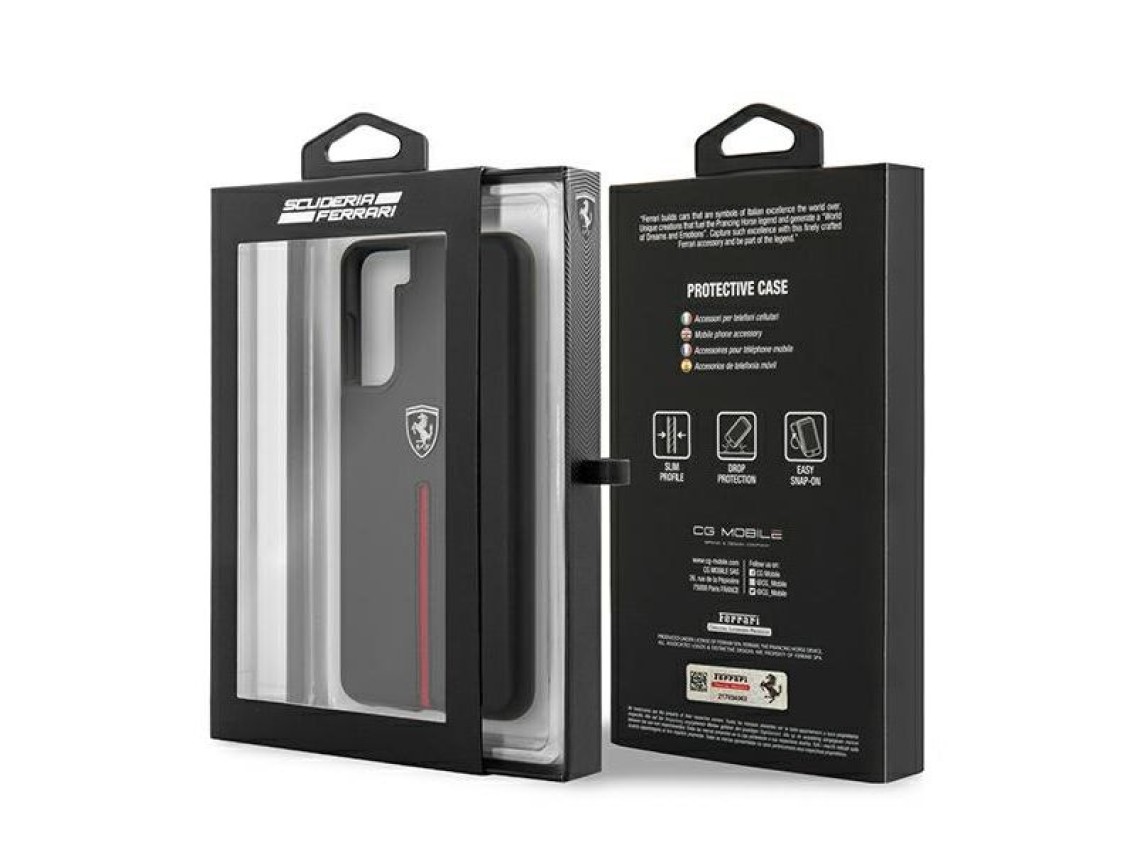 Ferrari FEOSIHCS21SBK S21 G991 negro/negro estuche rígido Off Track cuero nailon con franja