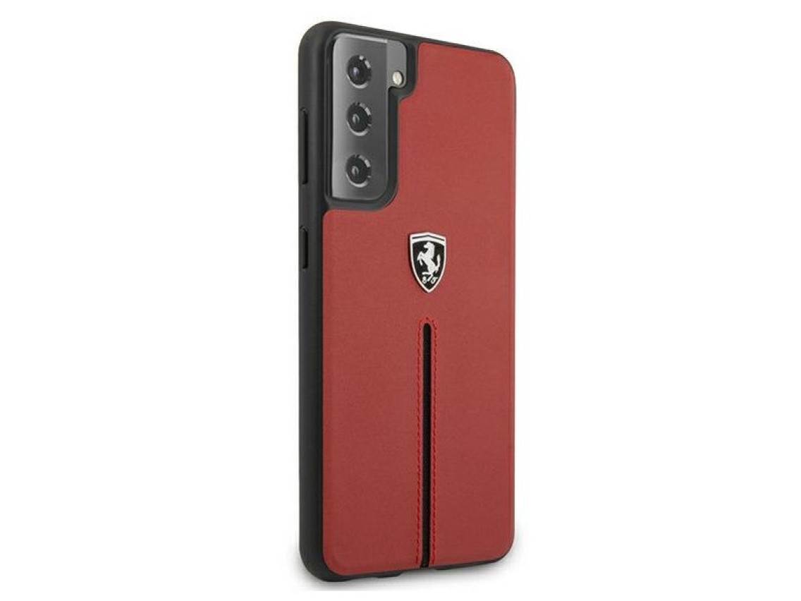 Ferrari FEOSIHCS21SRE S21 G991 estojo rígido Off Track em couro e nylon com listras vermelhas