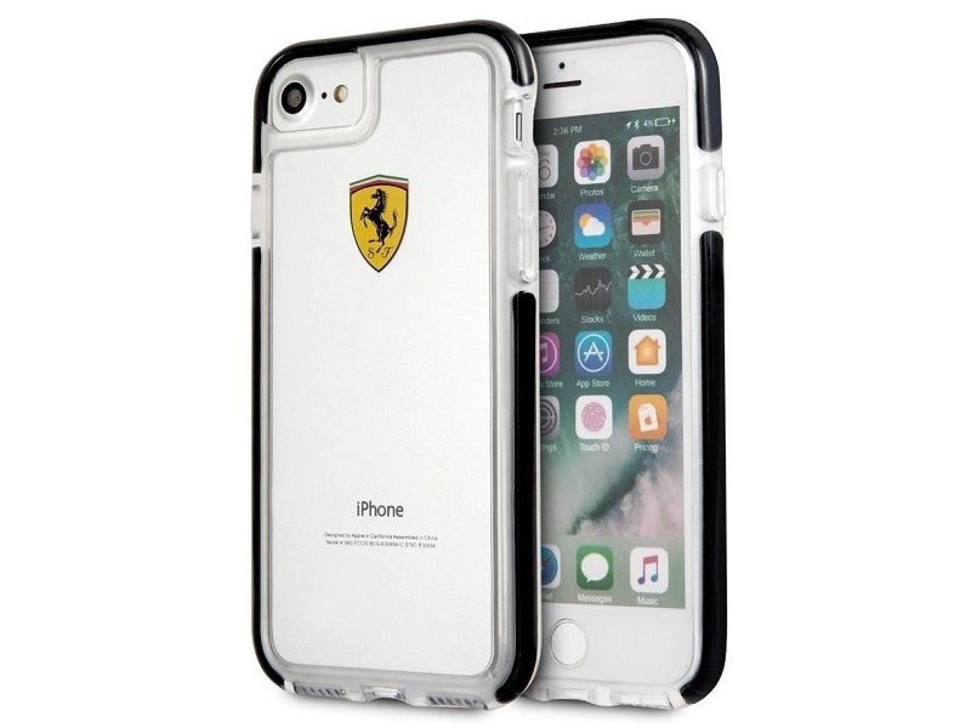Funda rígida Ferrari FEGLHCP7BK para iPhone 7/8 SE 2020/SE 2022, resistente a golpes, transparente,