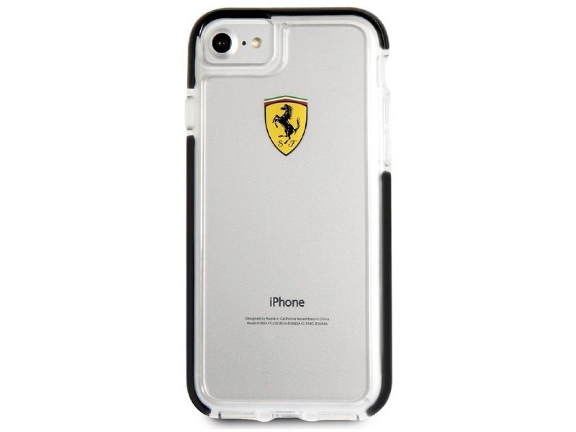 Funda rígida Ferrari FEGLHCP7BK para iPhone 7/8 SE 2020/SE 2022, resistente a golpes, transparente,