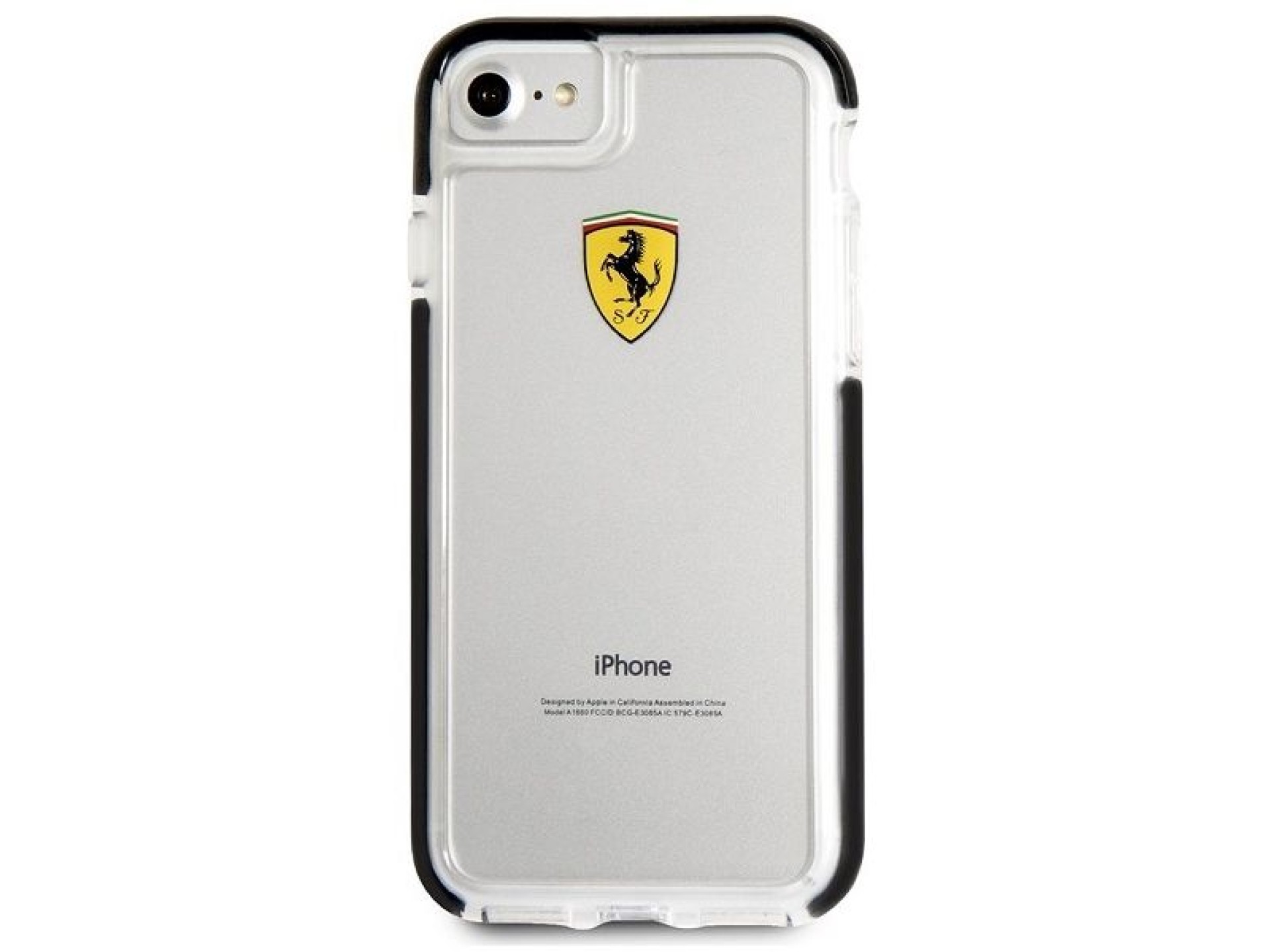Funda rígida Ferrari FEGLHCP7BK para iPhone 7/8 SE 2020/SE 2022, resistente a golpes, transparente,