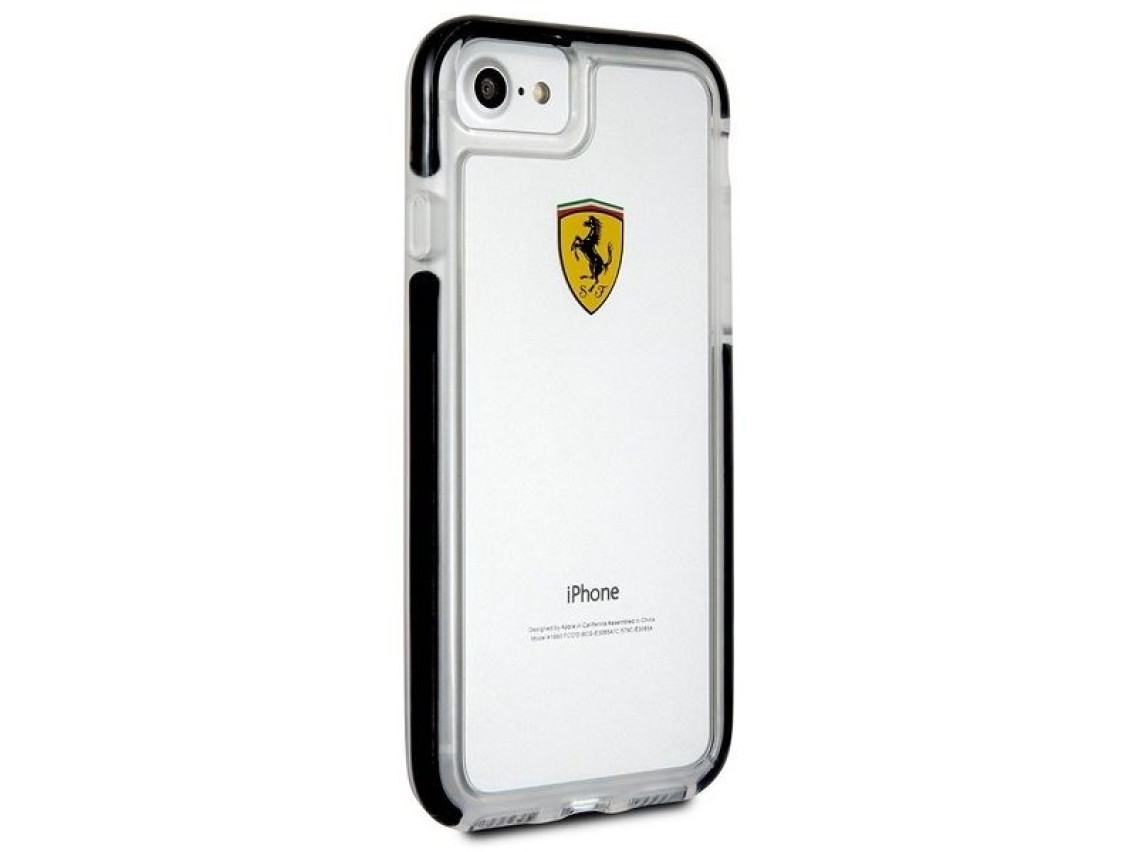 Funda rígida Ferrari FEGLHCP7BK para iPhone 7/8 SE 2020/SE 2022, resistente a golpes, transparente,