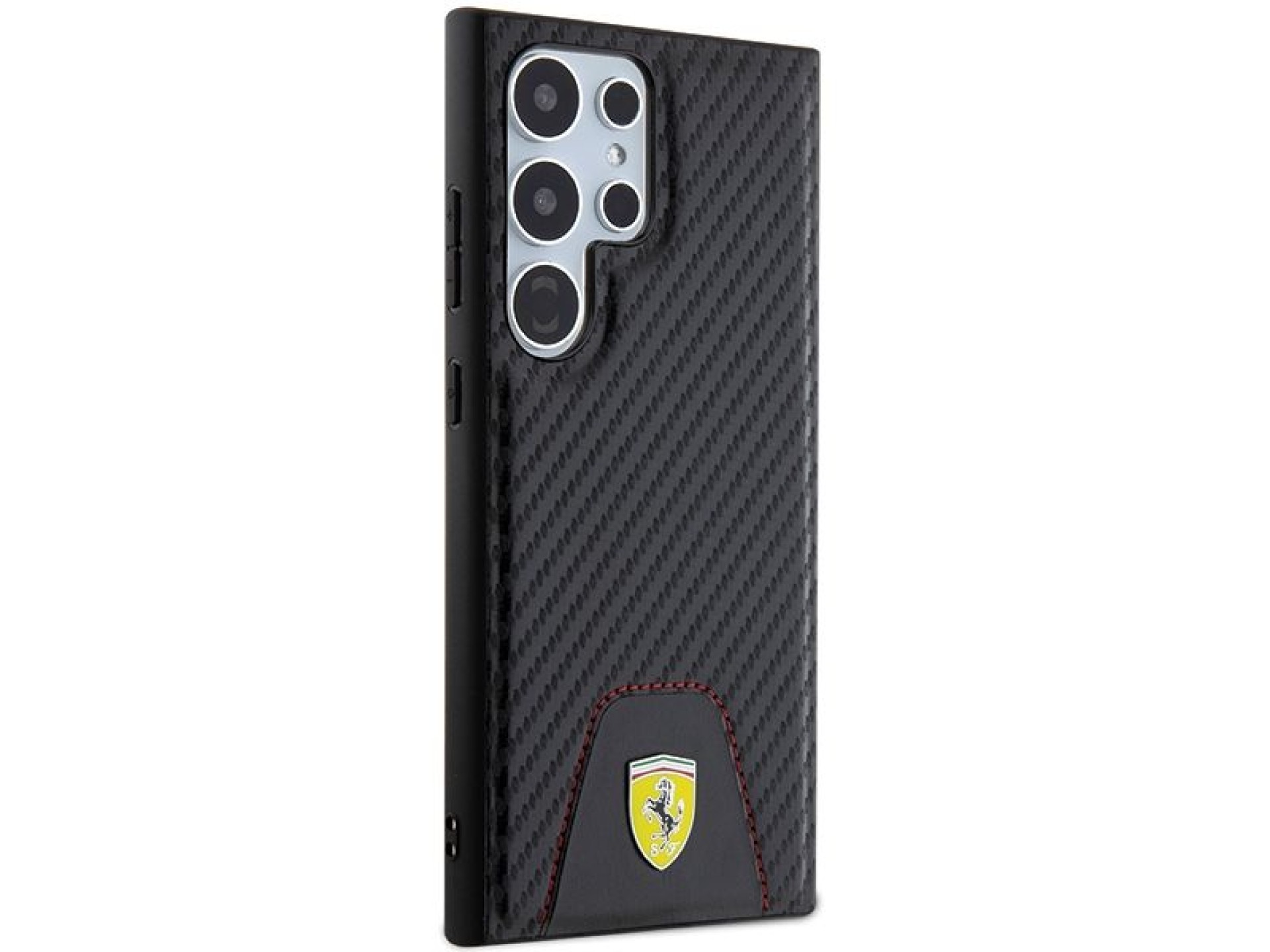Ferrari Carbon Stitched Bottom case for Samsung Galaxy S24 Ultra - black