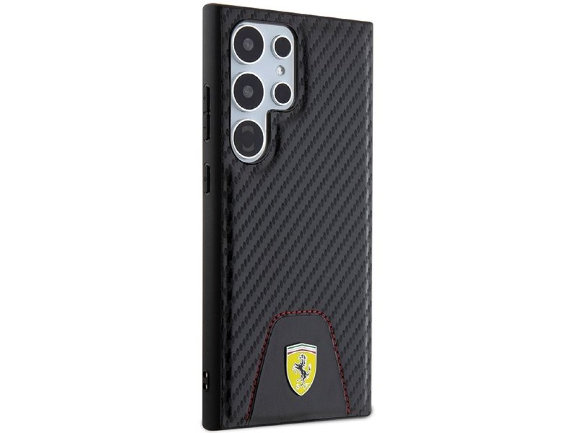 Ferrari Carbon Stitched Bottom case for Samsung Galaxy S24 Ultra - black