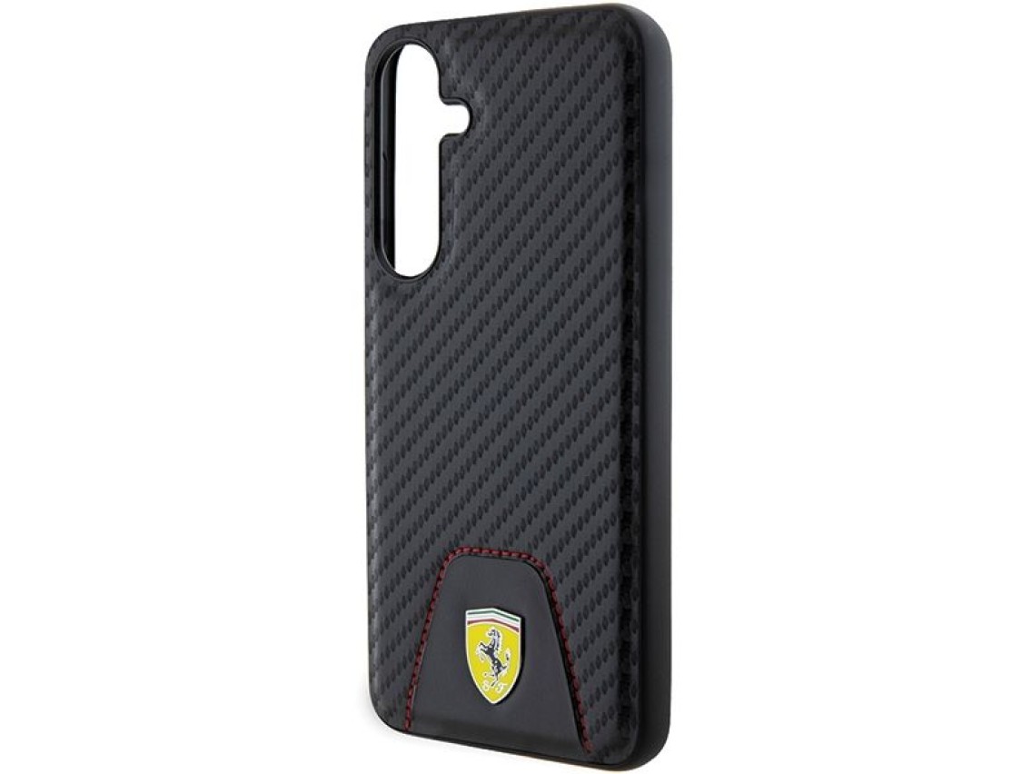 Capa inferior com costura em fibra de carbono Ferrari para Samsung Galaxy S24+ - preta