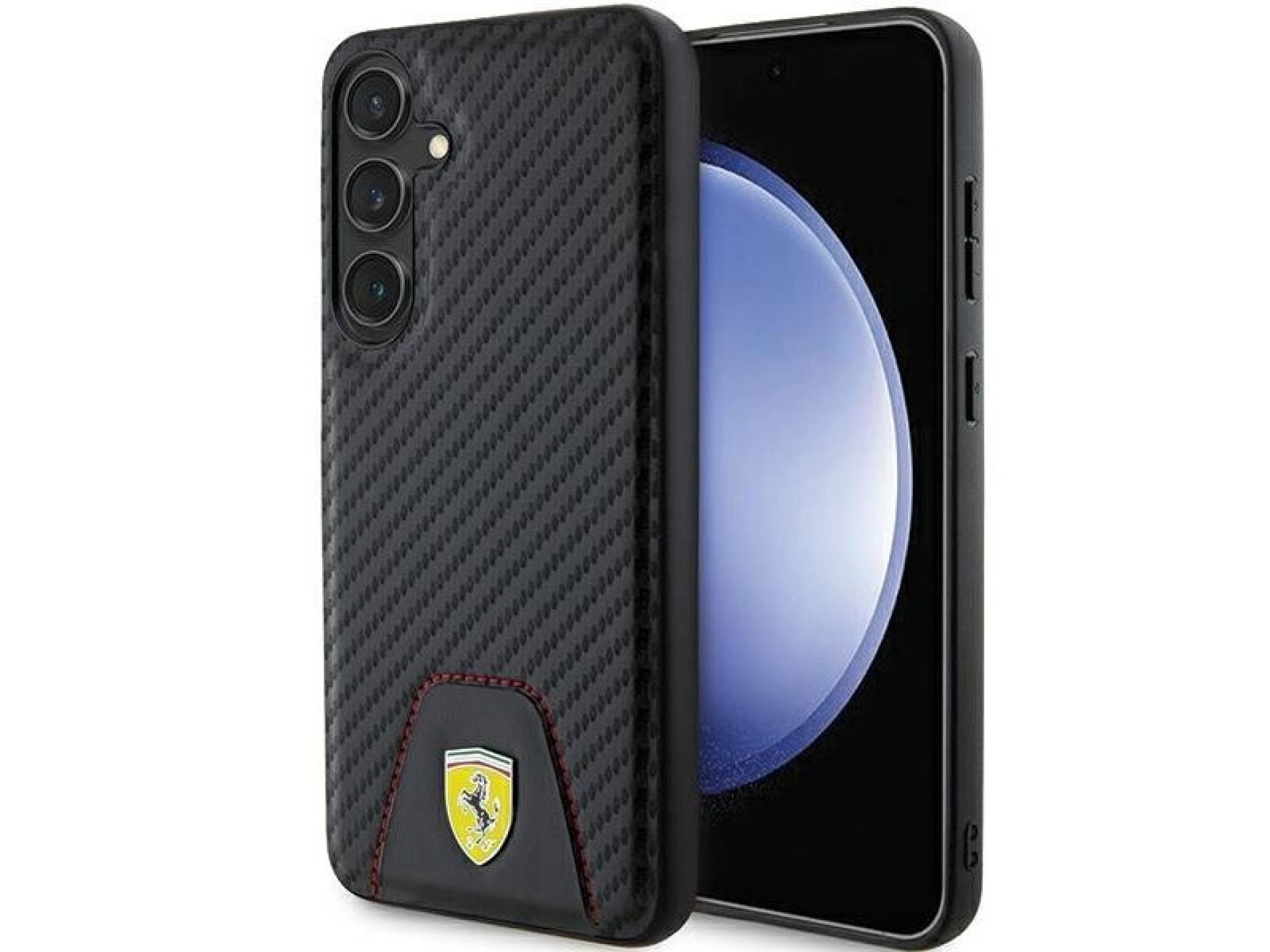 Capa inferior com costura em fibra de carbono Ferrari para Samsung Galaxy S24+ - preta