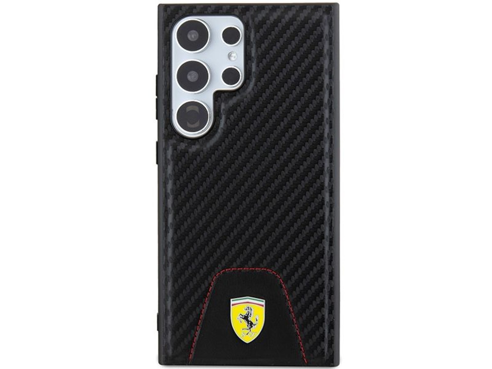 Ferrari Carbon Stitched Bottom case for Samsung Galaxy S24 Ultra - black