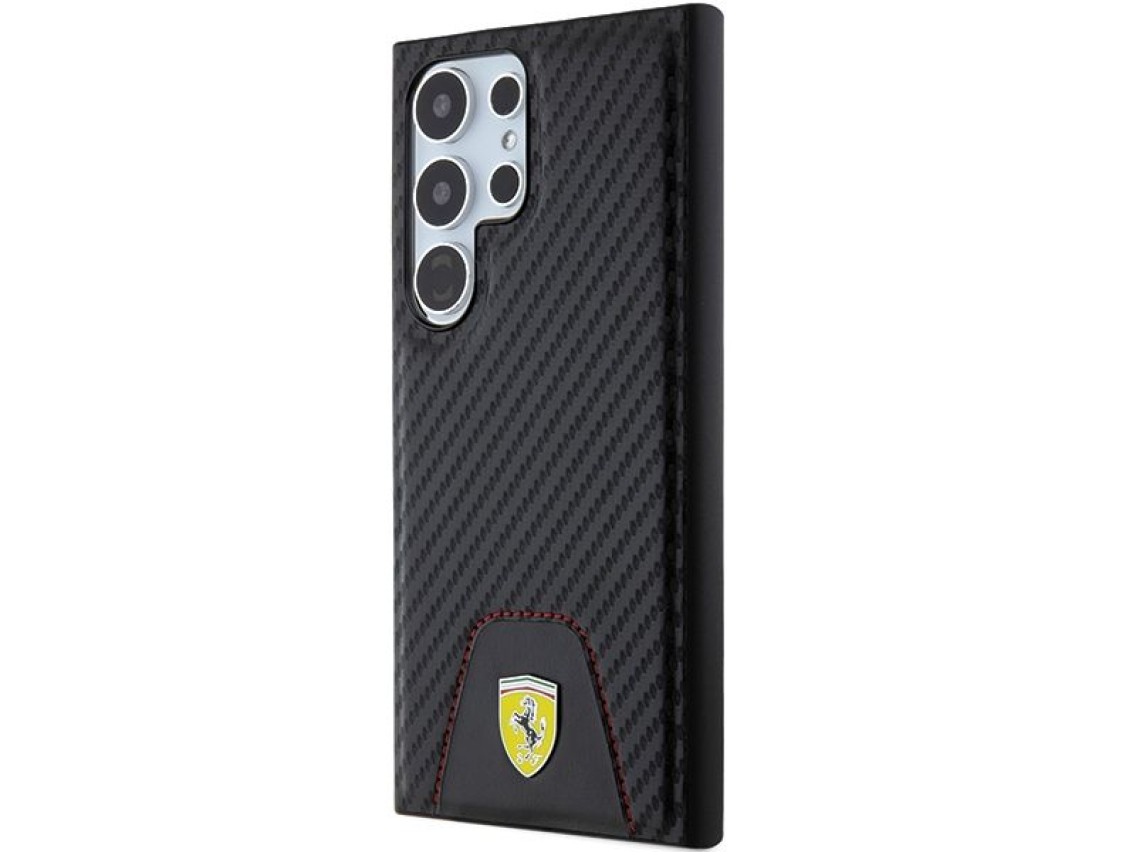 Ferrari Carbon Stitched Bottom case for Samsung Galaxy S24 Ultra - black