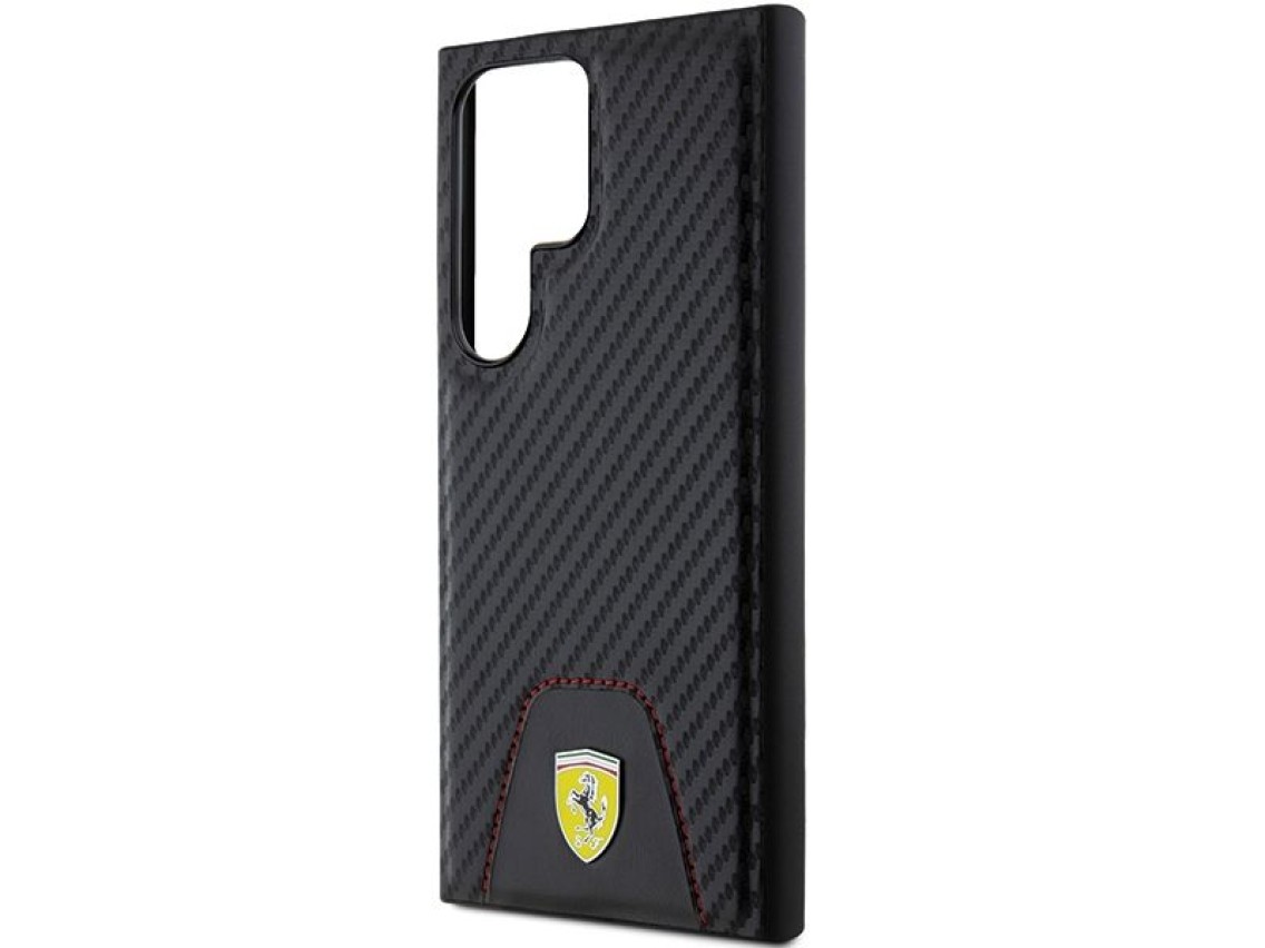 Ferrari Carbon Stitched Bottom case for Samsung Galaxy S24 Ultra - black