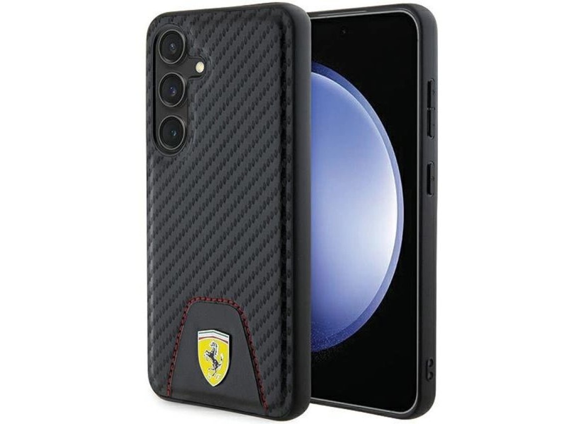 Ferrari Carbon Stitched Bottom case for Samsung Galaxy S24 - black