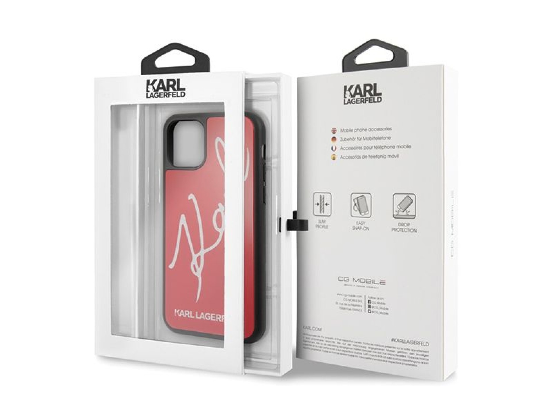 Capa com glitter exclusiva de Karl Lagerfeld para iPhone 11 Pro - Vermelha
