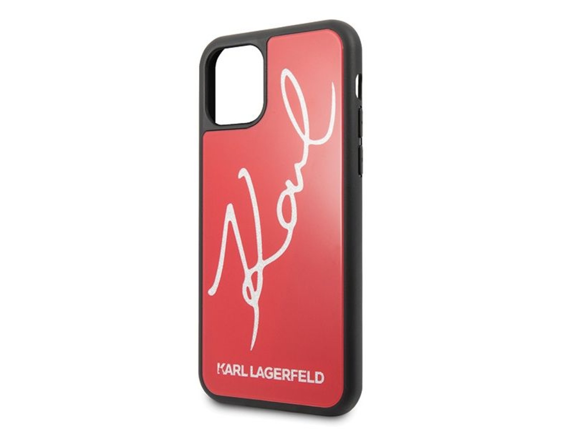 Capa com glitter exclusiva de Karl Lagerfeld para iPhone 11 Pro Max - Vermelha