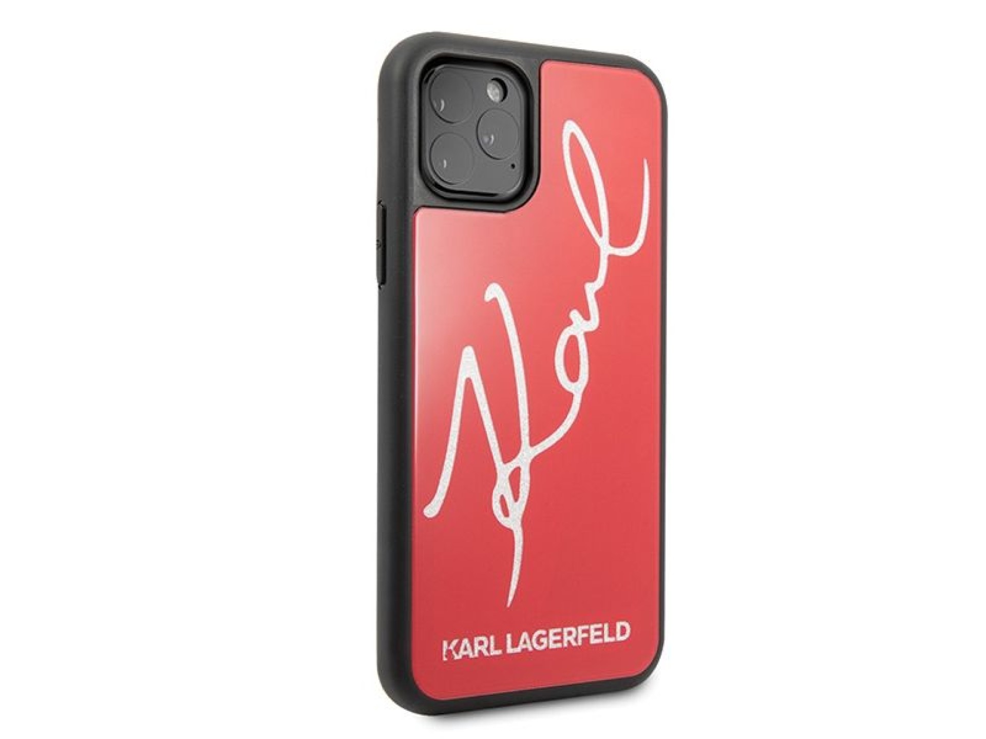 Capa com glitter exclusiva de Karl Lagerfeld para iPhone 11 Pro Max - Vermelha