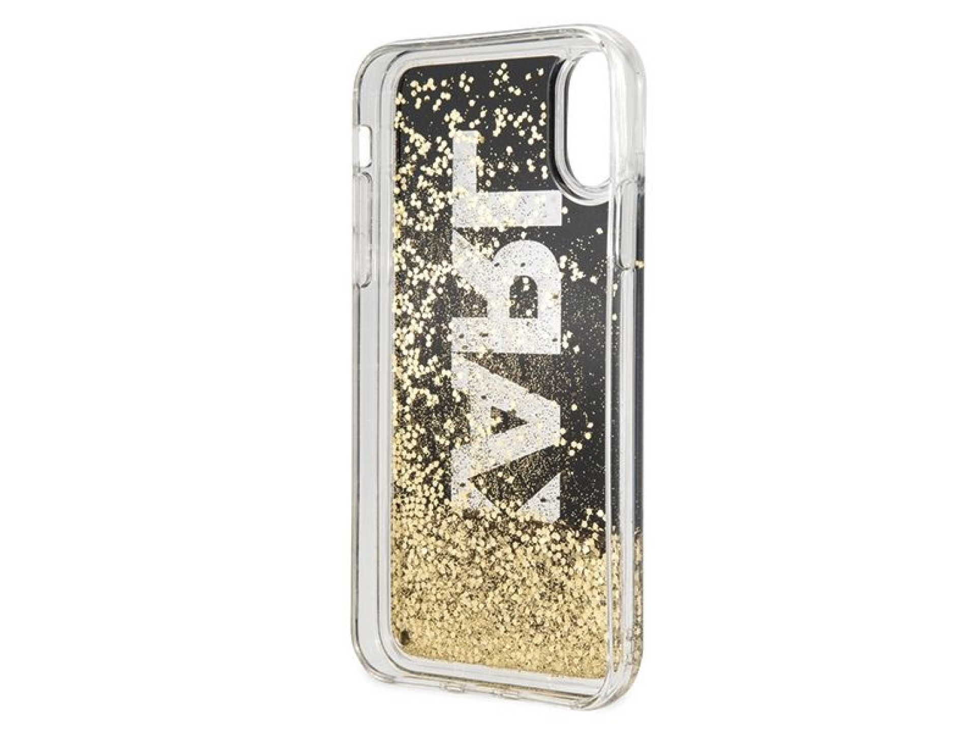 Funda para iPhone X/Xs con logo Karl de Karl Lagerfeld y purpurina - Negra
