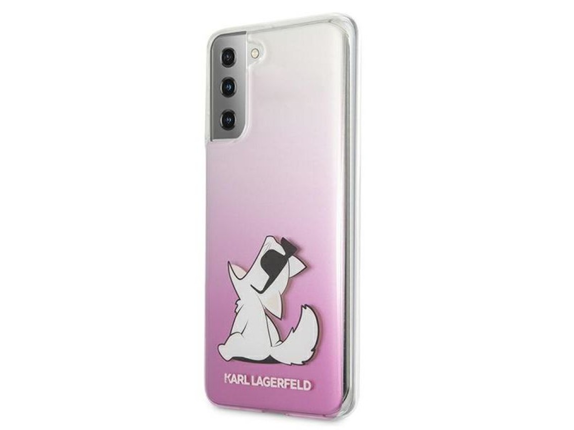 Funda divertida Karl Lagerfeld Choupette para Samsung Galaxy S21+ - Rosa