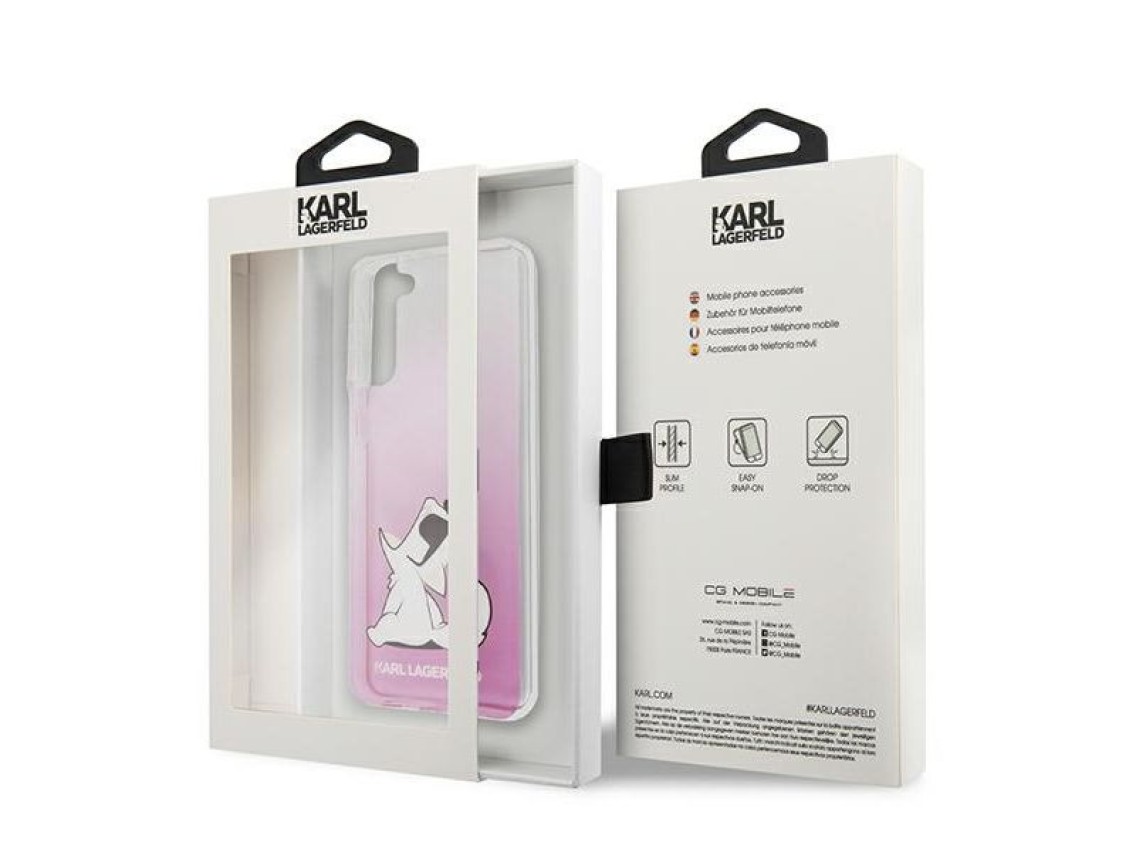 Funda divertida Karl Lagerfeld Choupette para Samsung Galaxy S21+ - Rosa