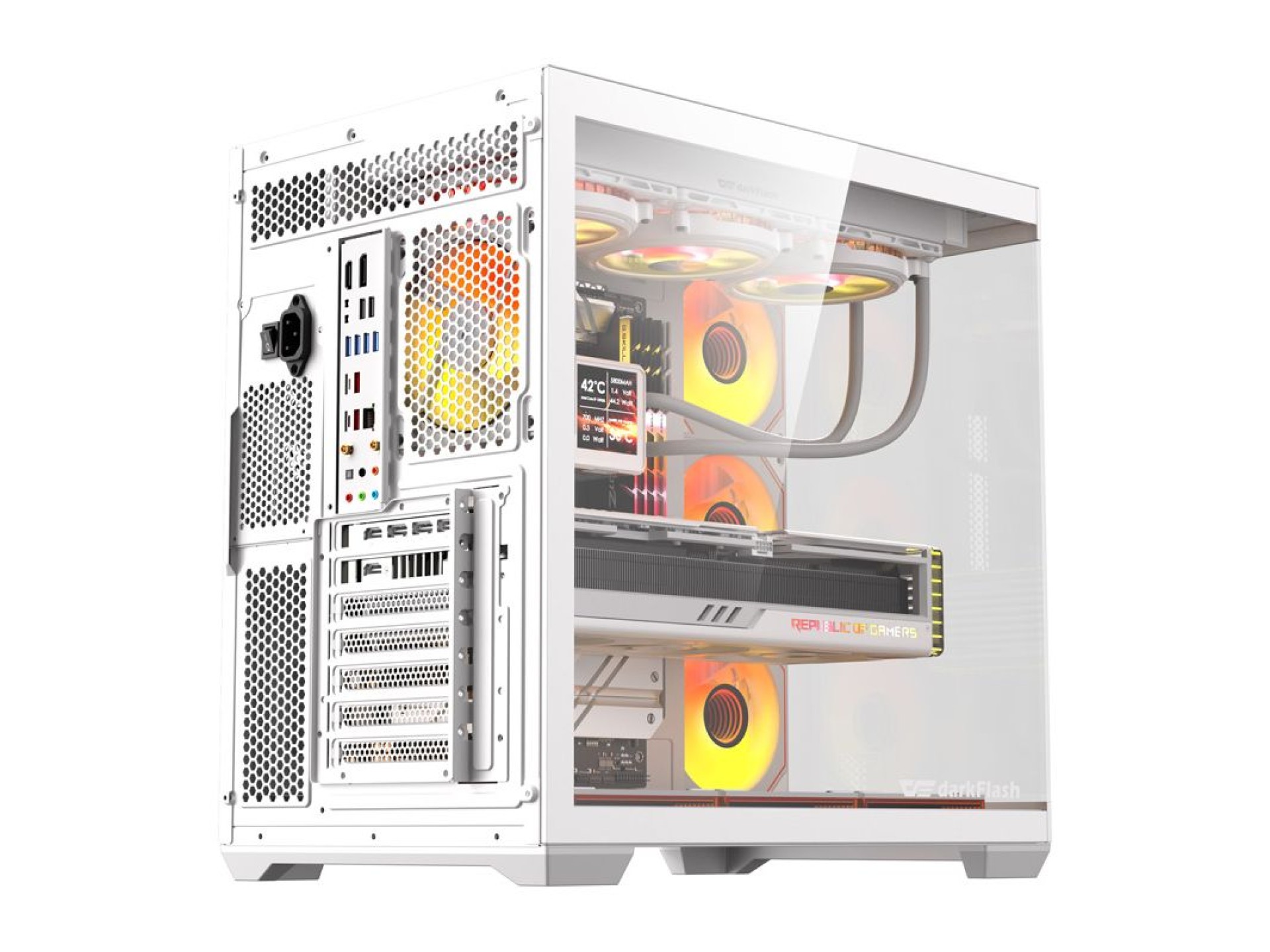Gabinete para computador DarkFlash C280 (branco) + 7 ventoinhas