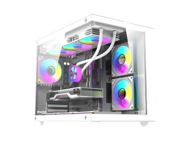 Gabinete para computador DarkFlash B275 PRO (branco) + 6 ventoinhas