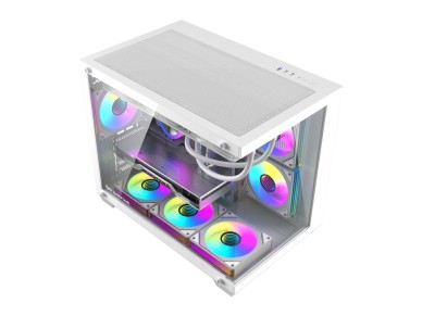 Gabinete para computador DarkFlash B275 PRO (branco) + 6 ventoinhas