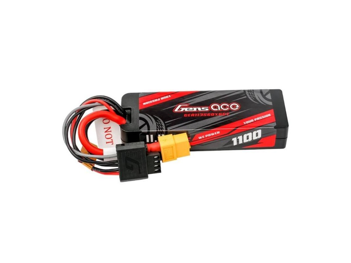 Lipo Gens ace G-Tech 1100mAh 11.1V 3S1P 60C GRP-76 Hardcase Battery with XT60 Plug