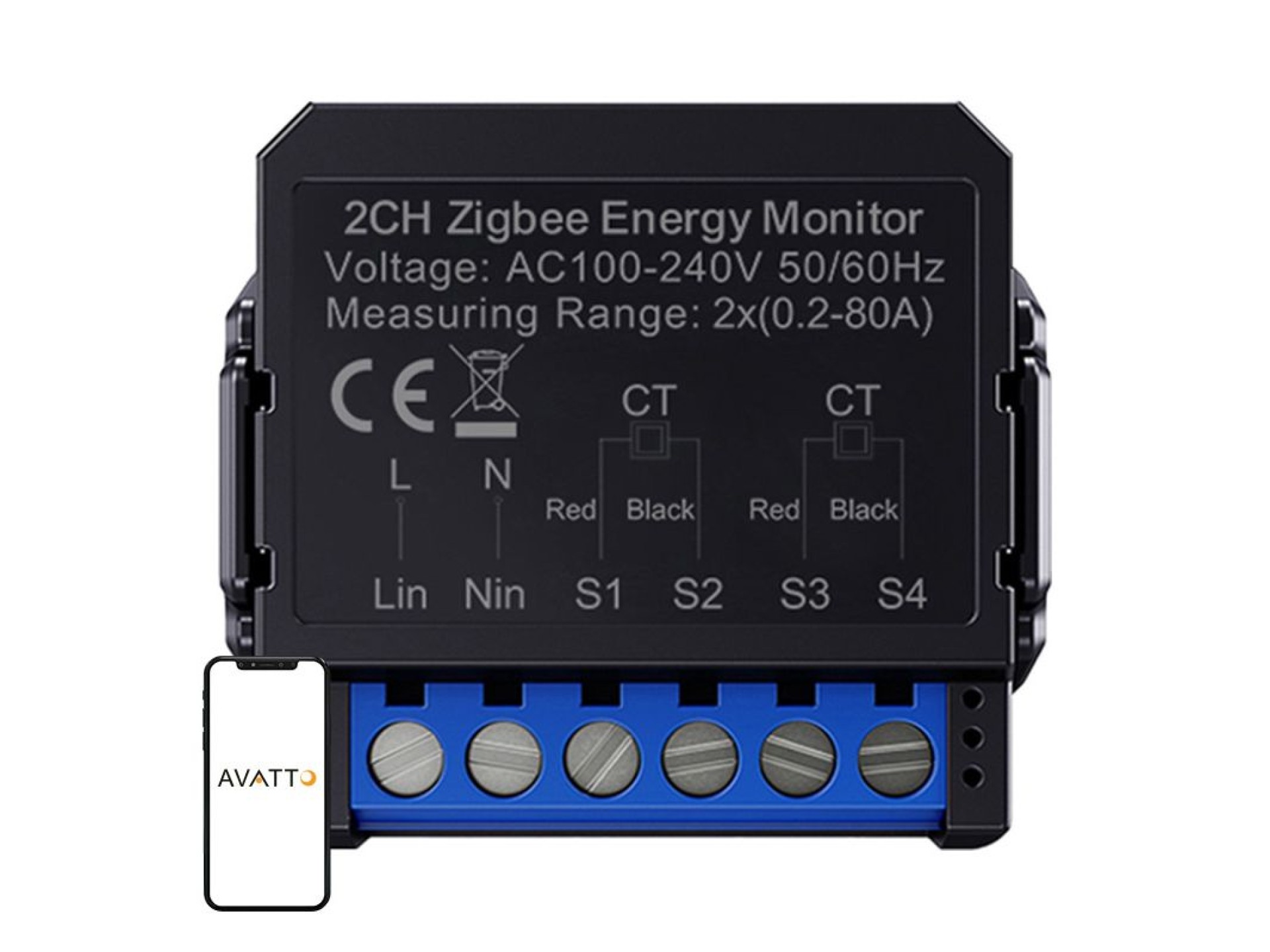 Medidor de energía inteligente bidireccional Avatto ZigBee ZWPM16-2