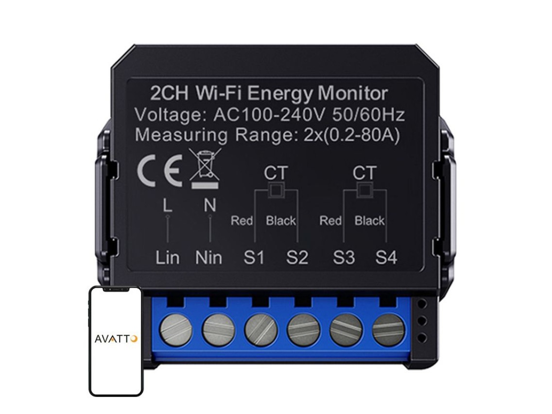 Medidor de energ�a inteligente bidireccional Avatto WiFi WPM16-2