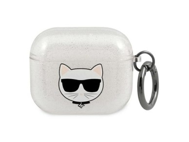 Capa Karl Lagerfeld Glitter Choupette para AirPods 3 - prata