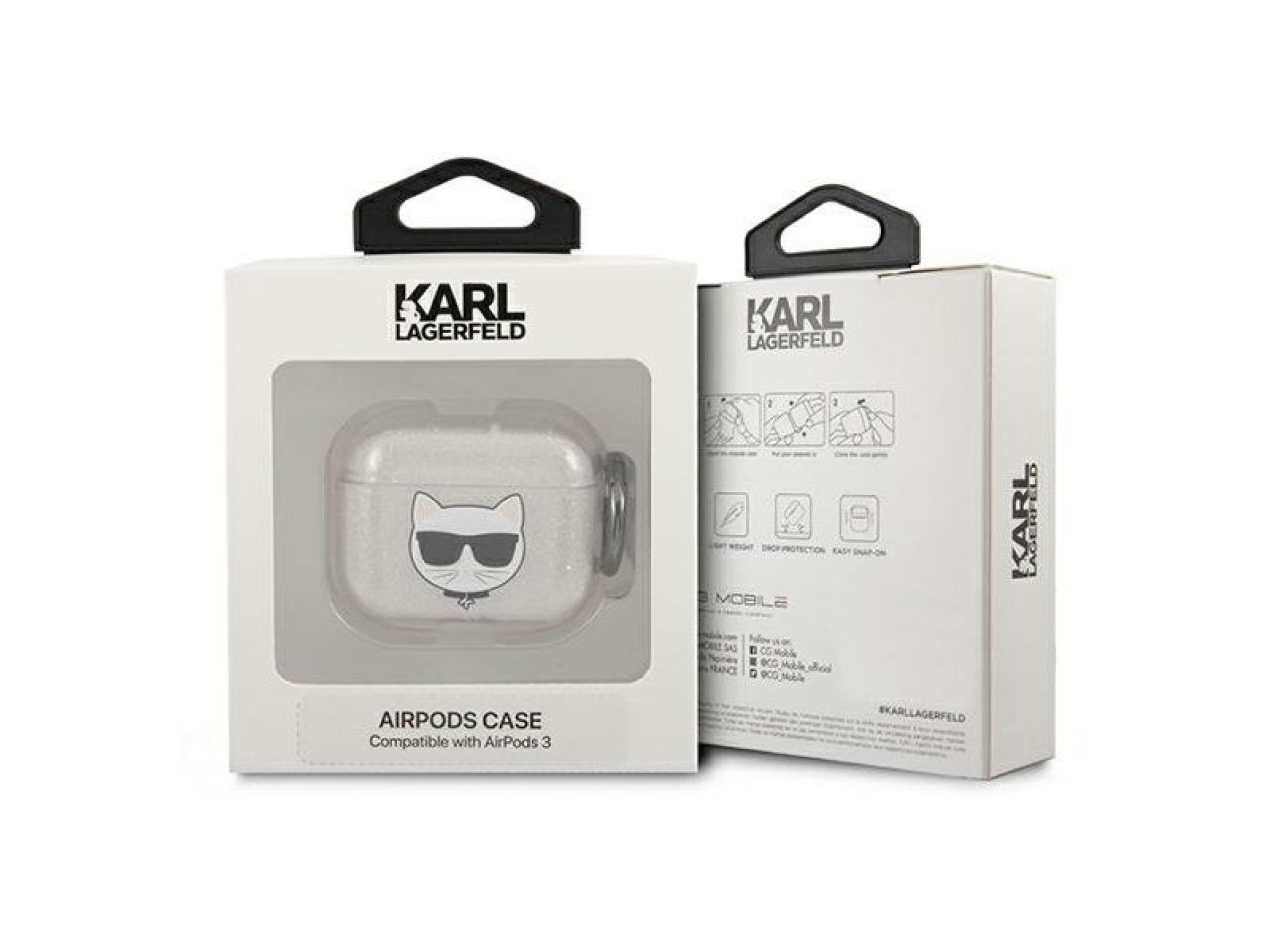 Karl Lagerfeld Glitter Choupette case for AirPods 3 - silver