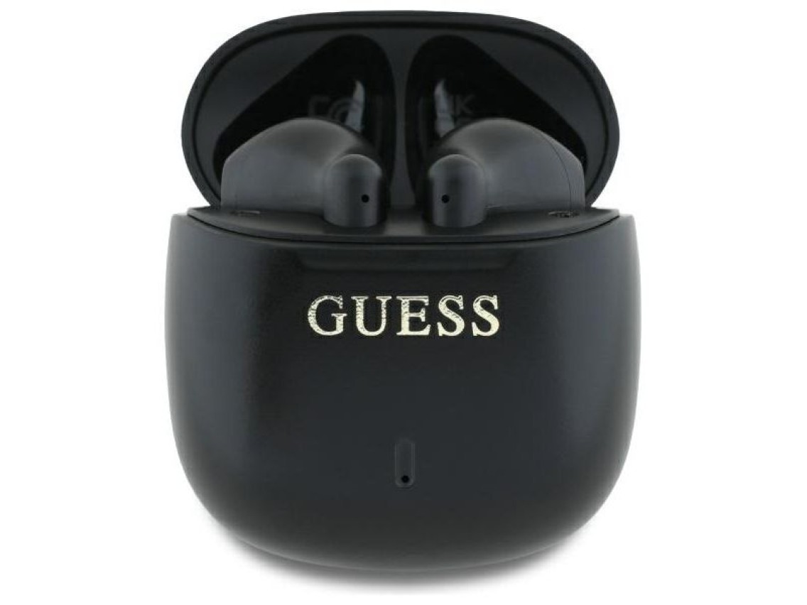 Fones de ouvido sem fio Bluetooth Guess com logo clássico impresso - Preto