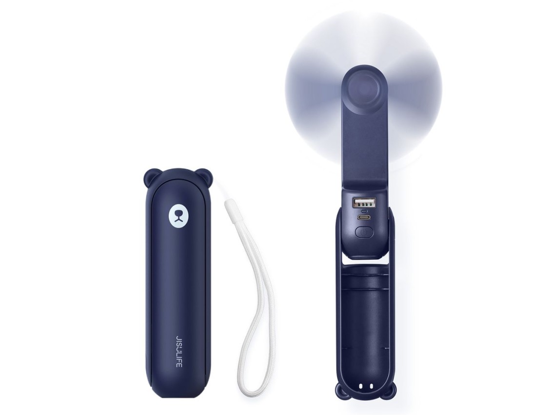 Ventilador portátil Jisulife Life8 Mini con USB, función de batería externa de 2000 mAh y linterna -