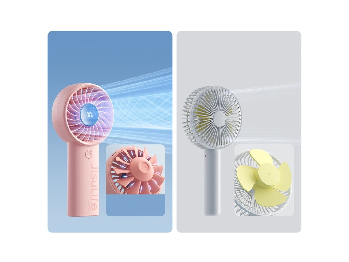 Ventilador portátil Jisulife Life4 de 3600 mAh con conexión USB - Rosa