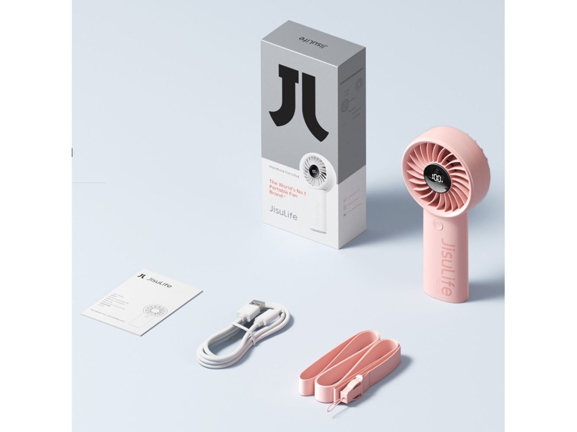 Ventilador portátil Jisulife Life4 de 3600 mAh con conexión USB - Rosa