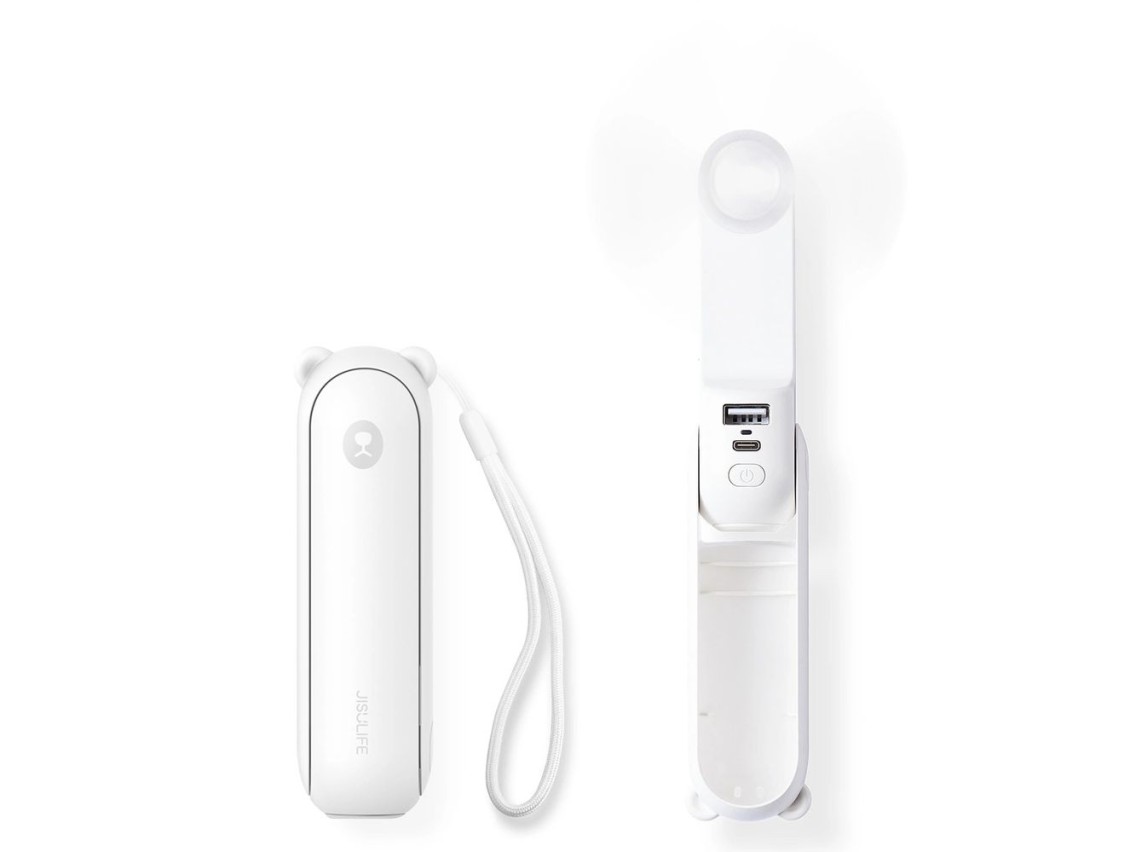 Ventilador portátil Jisulife Life8 Plus con USB, función de batería externa de 4500 mAh y linterna -