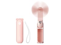 Ventilador port�til Jisulife Life8 con USB, funci�n de bater�a externa de 2000 mAh y linterna - Rosa
