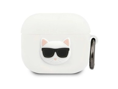 Karl Lagerfeld Silicone Choupette Case for AirPods 3 - White