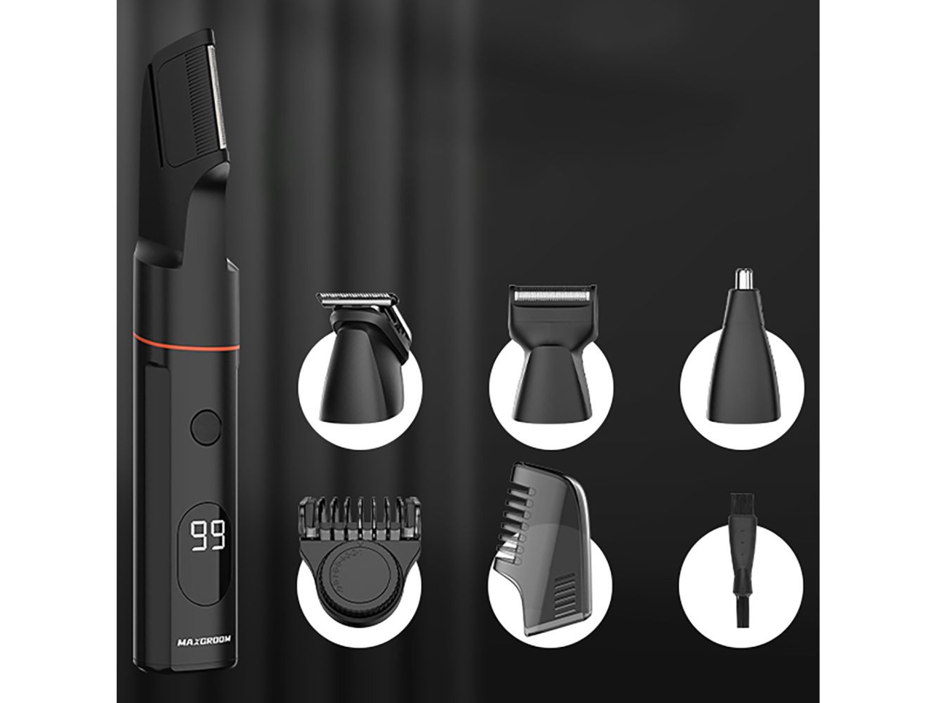 MAXGROOM LK-881 multifunctional trimmer with replaceable tips - black