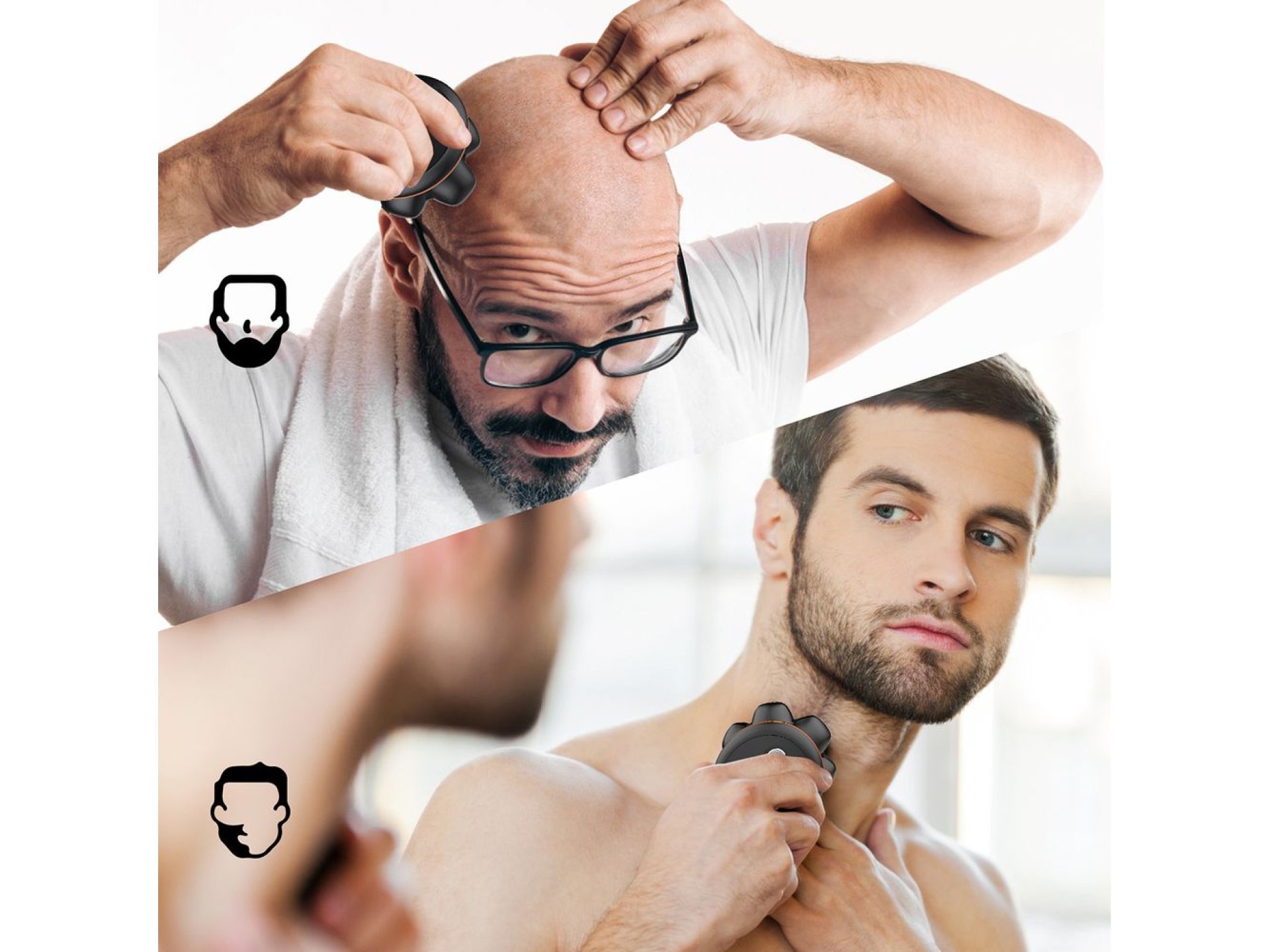 Afeitadora eléctrica MAXGROOM JK-1688 para cabeza y barba - Negra