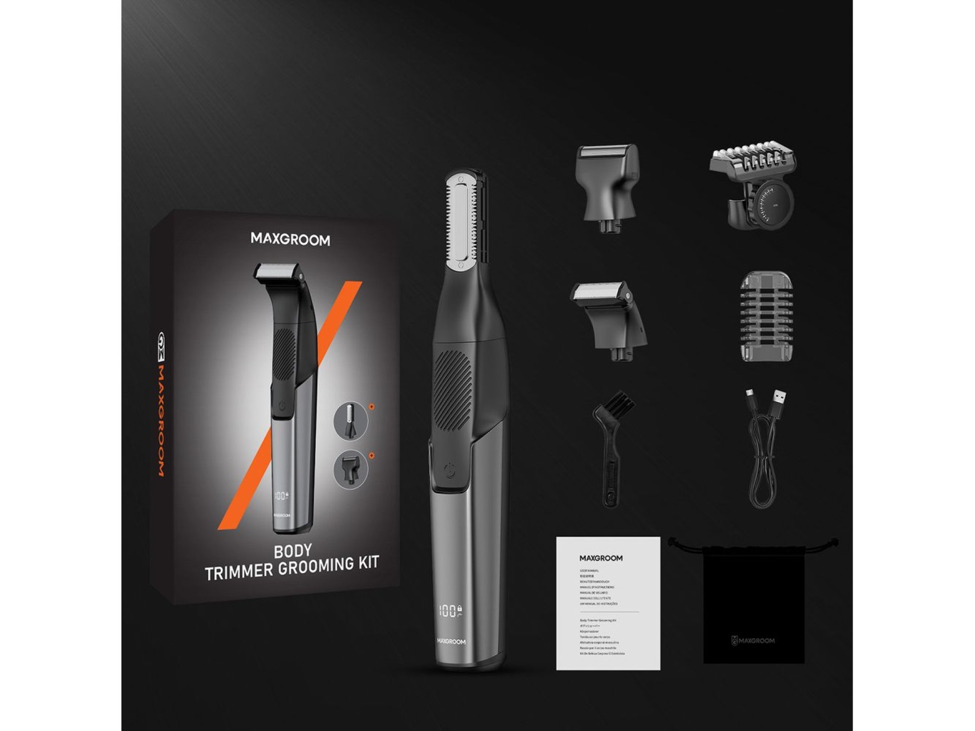 Aparador multifuncional MAXGROOM M-319 com pontas substituíveis - preto