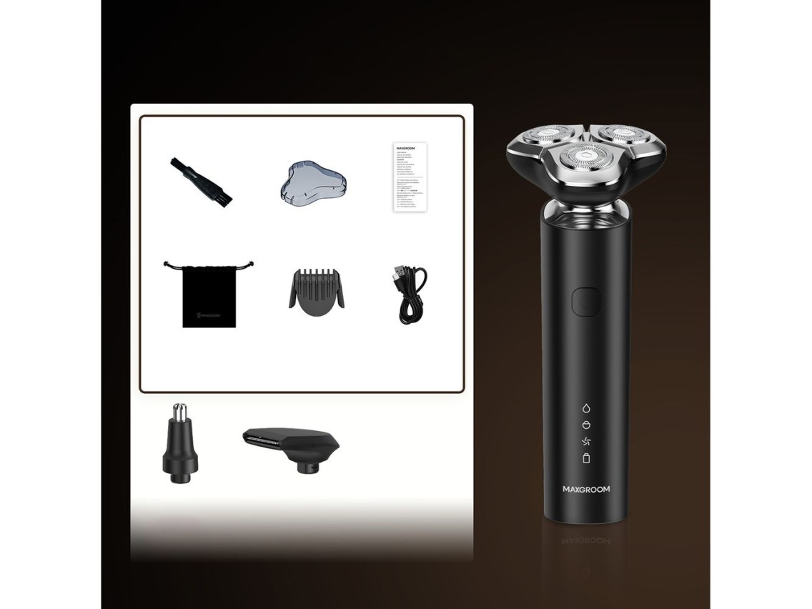 Barbeador elétrico 3 em 1 MAXGROOM M-8012 - preto